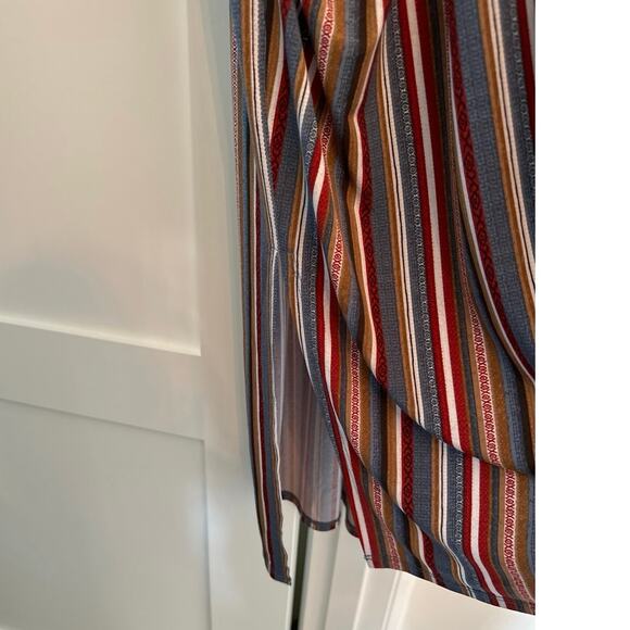 BCBGeneration Multicolored Striped Keyhole Faux Wrap Maxi Dress Size Medium - Picture 4 of 8